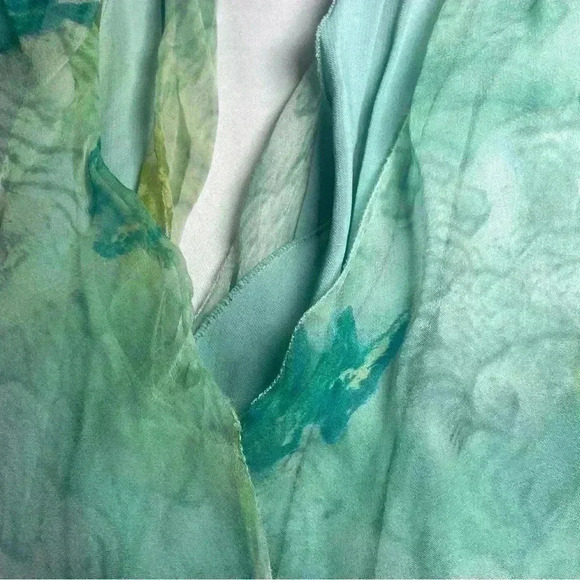 90s y2k Slip Dress Ruffle 44 10 Chiffon Cutout Floral Cocktail ALBERTA FERRETTI - Picture 9 of 14